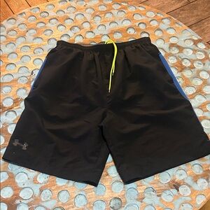 Under Armour Men's Black Shorts with Blue Highlights